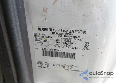 2004 Ford F-350 Xl/Xlt из США, поврежденный, VIN 1FDSF34L14EB97004